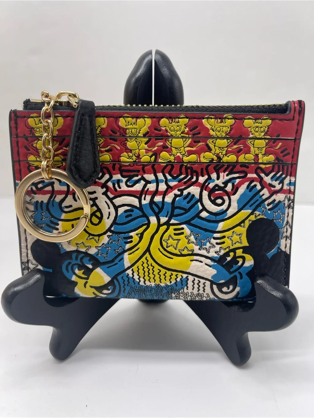 COACH Disney Mickey Mouse X Keith Haring Mini Skinny ID Case  IM/Black Disney